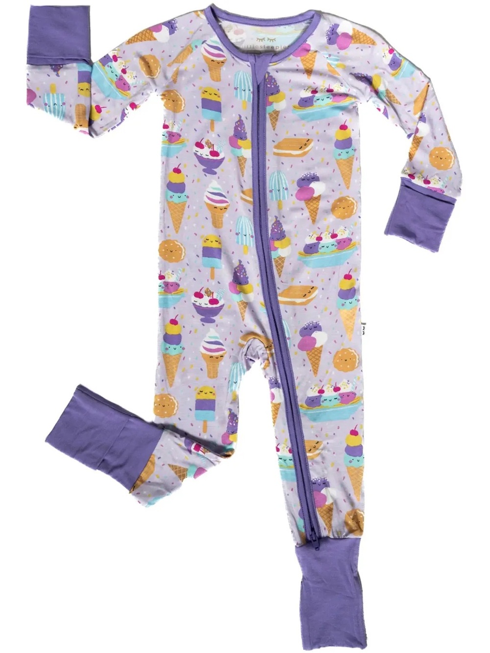 Little Sleepies Ice cream Social Purple Wildberry Bamboo Pajamas 6-12 months